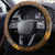 Tonga Language Week Steering Wheel Cover Malo e Lelei Tongan Ngatu Pattern - Brown