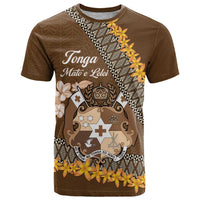 Personalised Tonga Language Week T Shirt Malo e Lelei Tongan Ngatu Pattern - Brown LT14 Brown - Polynesian Pride