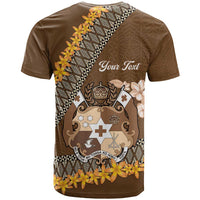 Personalised Tonga Language Week T Shirt Malo e Lelei Tongan Ngatu Pattern - Brown LT14 - Polynesian Pride