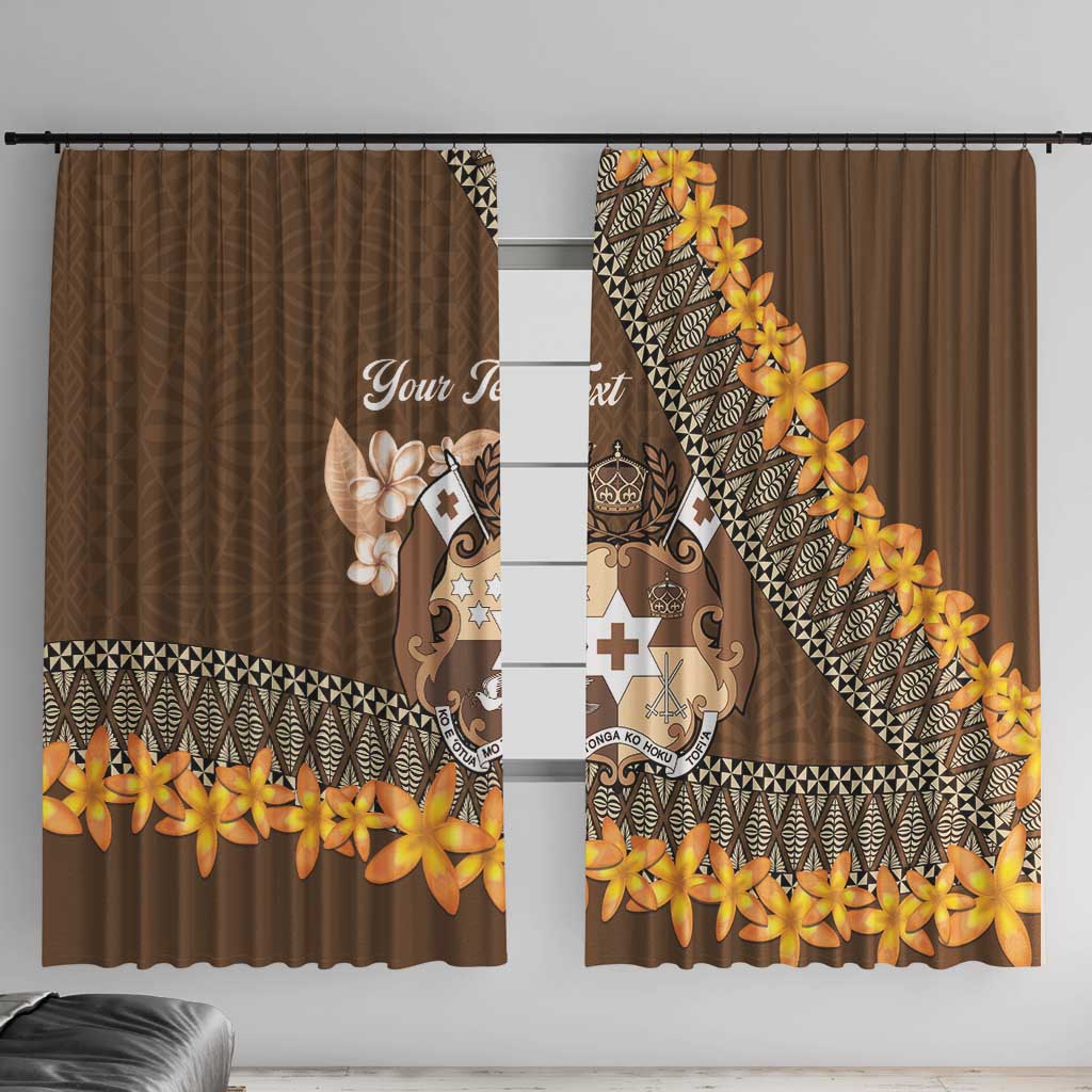 Personalised Tonga Language Week Window Curtain Malo e Lelei Tongan Ngatu Pattern - Brown LT14 With Hooks Brown - Polynesian Pride