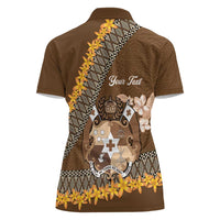 Personalised Tonga Language Week Women Polo Shirt Malo e Lelei Tongan Ngatu Pattern - Brown LT14 - Polynesian Pride