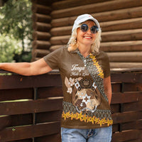 Personalised Tonga Language Week Women Polo Shirt Malo e Lelei Tongan Ngatu Pattern - Brown LT14 - Polynesian Pride