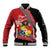 Personalised Tonga Language Week Baseball Jacket Malo e Lelei Tongan Ngatu Pattern - Red