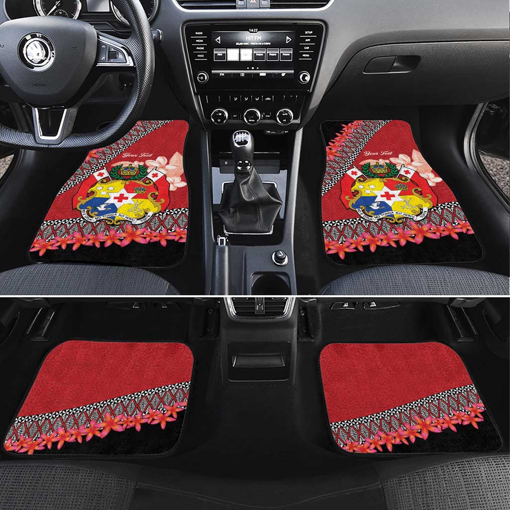 Personalised Tonga Language Week Car Mats Malo e Lelei Tongan Ngatu Pattern - Red LT14 Set 4pcs Red - Polynesian Pride