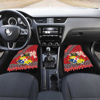 Personalised Tonga Language Week Car Mats Malo e Lelei Tongan Ngatu Pattern - Red LT14 Set 2pcs - Front Red - Polynesian Pride