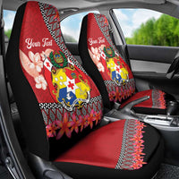 Personalised Tonga Language Week Car Seat Cover Malo e Lelei Tongan Ngatu Pattern - Red LT14 - Polynesian Pride