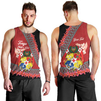 Personalised Tonga Language Week Men Tank Top Malo e Lelei Tongan Ngatu Pattern - Red LT14 - Polynesian Pride