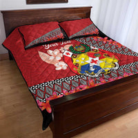 Personalised Tonga Language Week Quilt Bed Set Malo e Lelei Tongan Ngatu Pattern - Red LT14 - Polynesian Pride