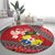 Personalised Tonga Language Week Round Carpet Malo e Lelei Tongan Ngatu Pattern - Red