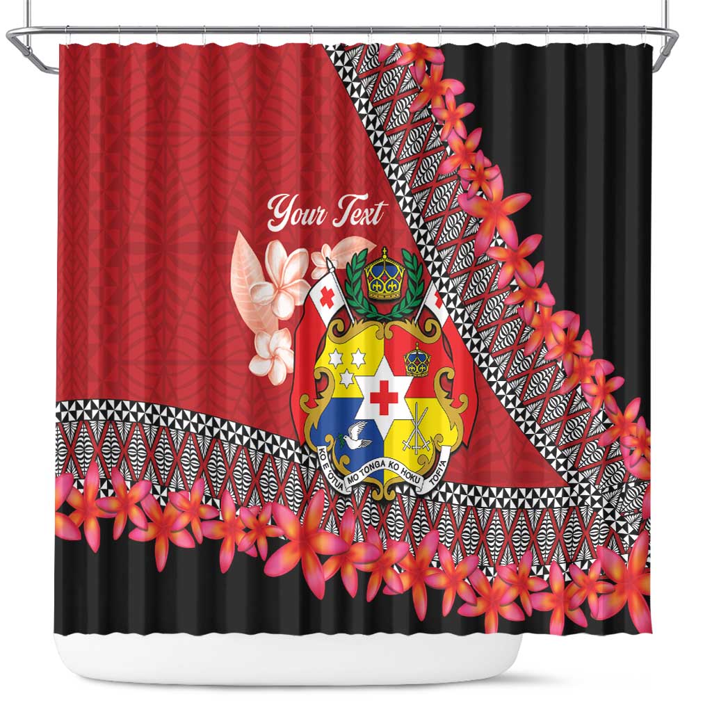 Personalised Tonga Language Week Shower Curtain Malo e Lelei Tongan Ngatu Pattern - Red LT14 Red - Polynesian Pride