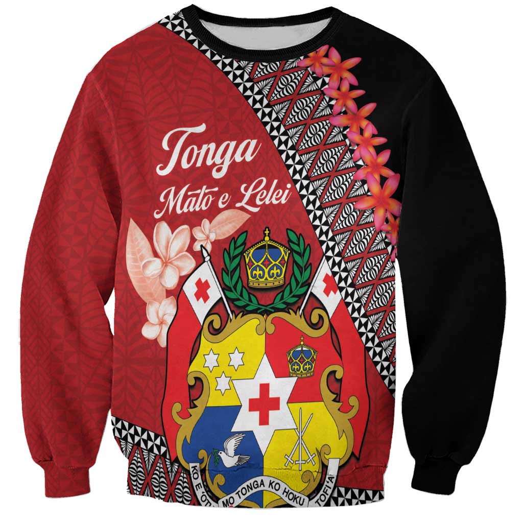 Personalised Tonga Language Week Sweatshirt Malo e Lelei Tongan Ngatu Pattern - Red LT14 Unisex Red - Polynesian Pride