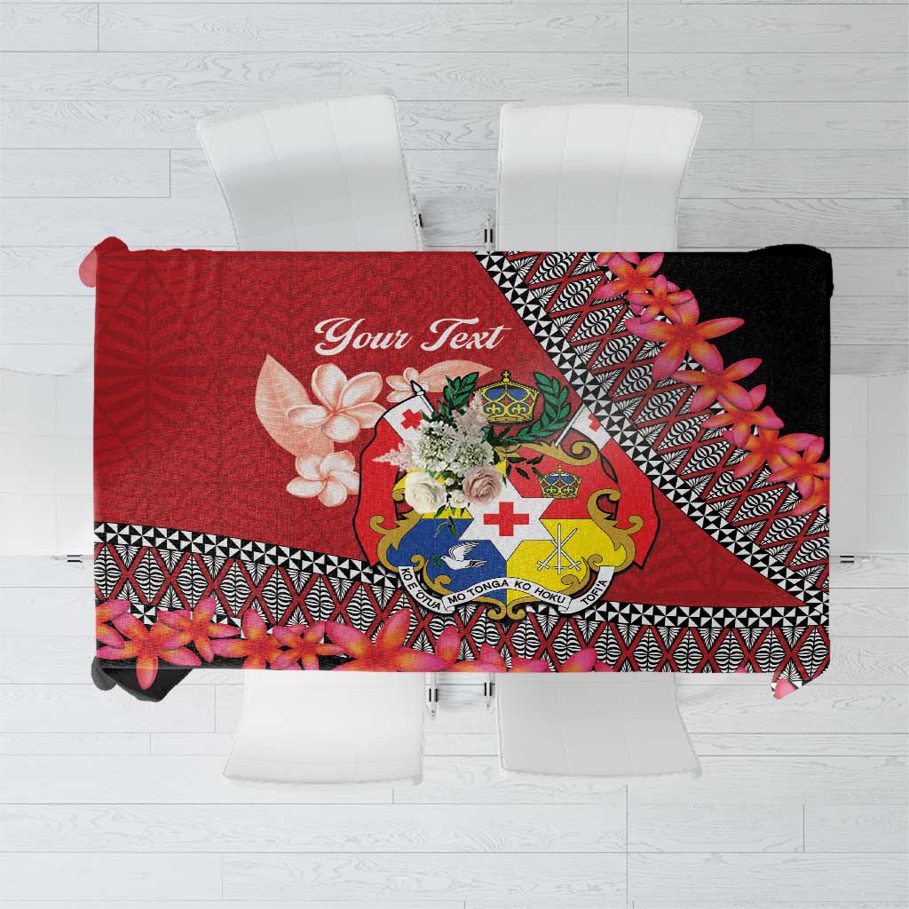 Personalised Tonga Language Week Tablecloth Malo e Lelei Tongan Ngatu Pattern - Red