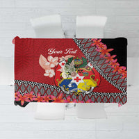 Personalised Tonga Language Week Tablecloth Malo e Lelei Tongan Ngatu Pattern - Red LT14 Red - Polynesian Pride