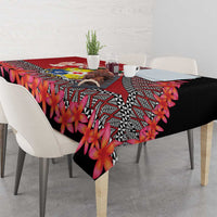 Personalised Tonga Language Week Tablecloth Malo e Lelei Tongan Ngatu Pattern - Red LT14 - Polynesian Pride