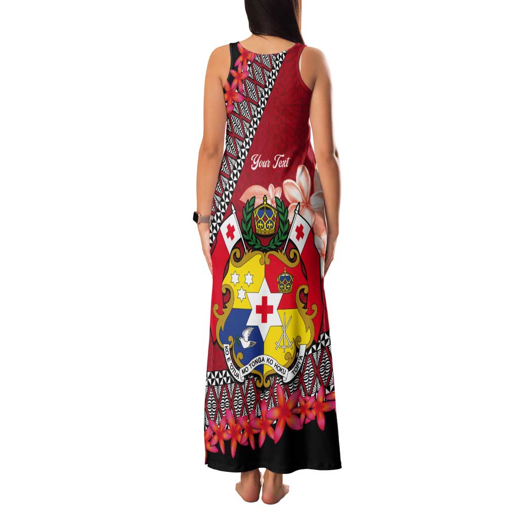 Personalised Tonga Language Week Tank Maxi Dress Malo e Lelei Tongan Ngatu Pattern - Red LT14 - Polynesian Pride