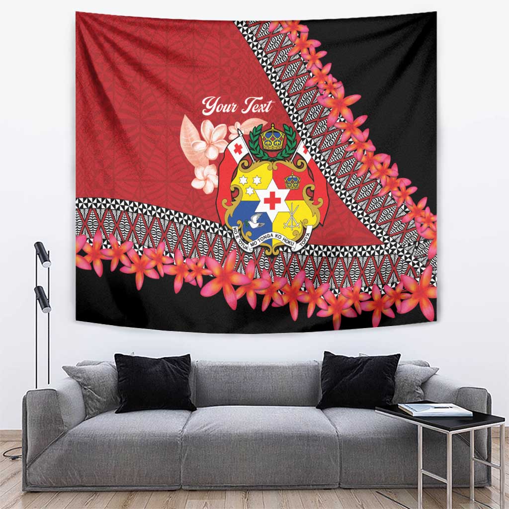 Personalised Tonga Language Week Tapestry Malo e Lelei Tongan Ngatu Pattern - Red LT14 Red - Polynesian Pride