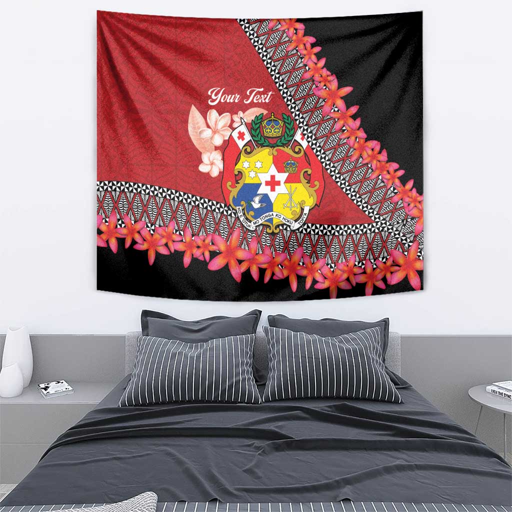 Personalised Tonga Language Week Tapestry Malo e Lelei Tongan Ngatu Pattern - Red LT14 - Polynesian Pride