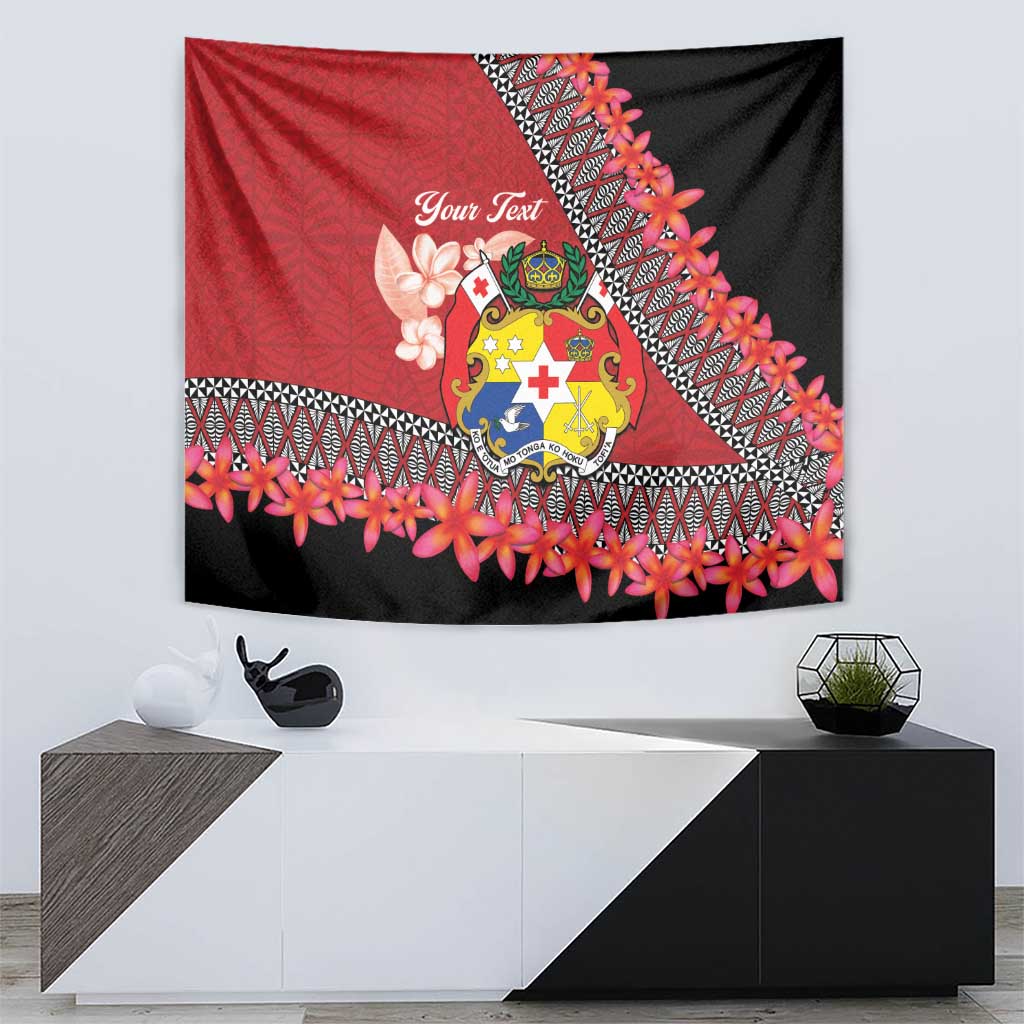 Personalised Tonga Language Week Tapestry Malo e Lelei Tongan Ngatu Pattern - Red LT14 - Polynesian Pride