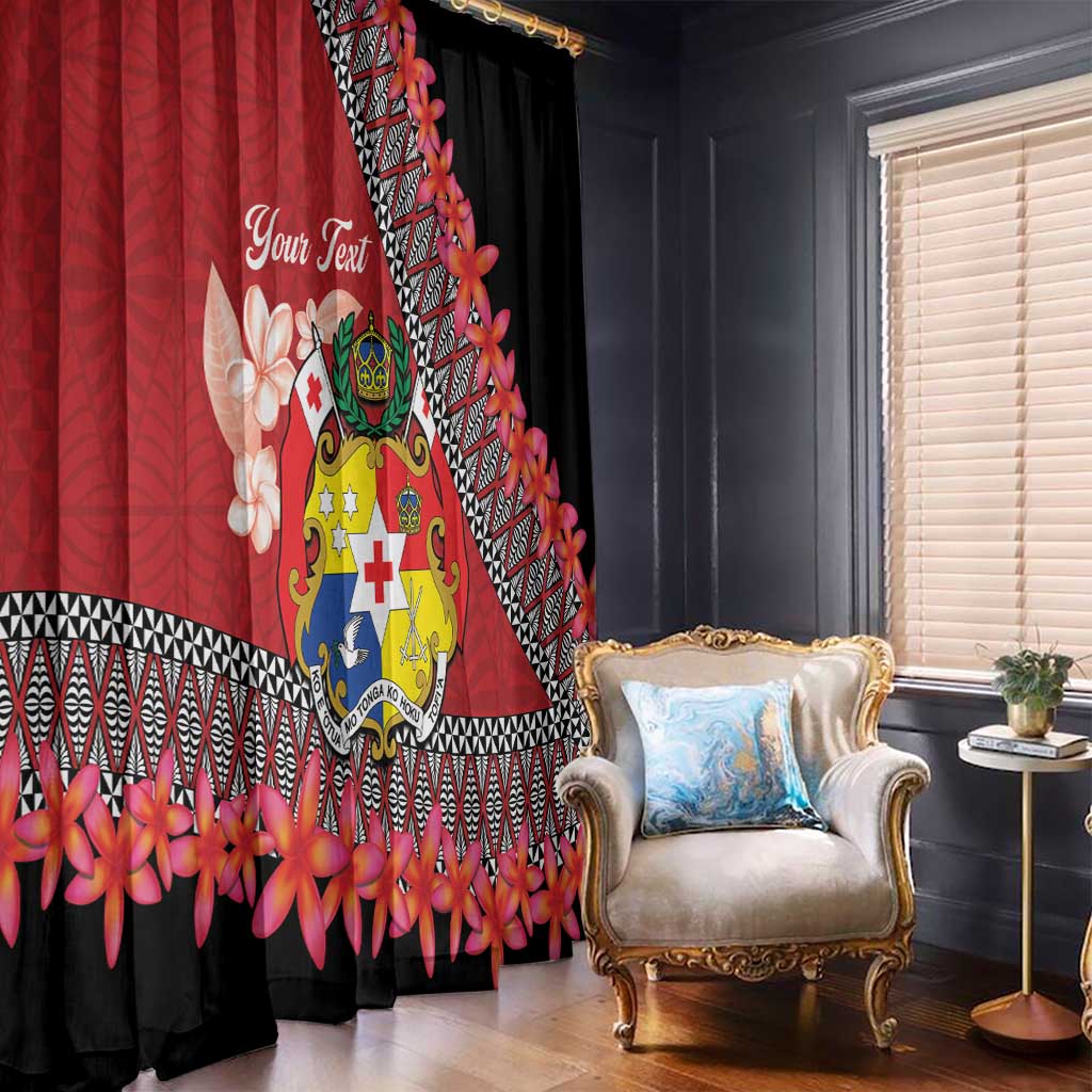 Personalised Tonga Language Week Window Curtain Malo e Lelei Tongan Ngatu Pattern - Red LT14 - Polynesian Pride