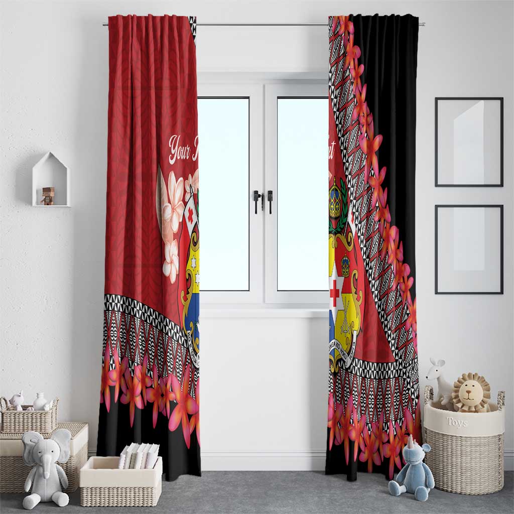 Personalised Tonga Language Week Window Curtain Malo e Lelei Tongan Ngatu Pattern - Red LT14 - Polynesian Pride
