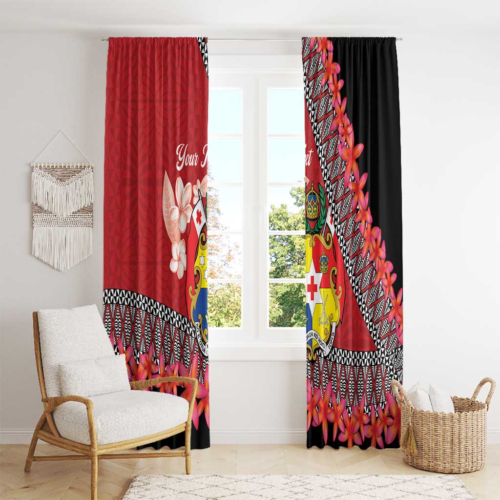 Personalised Tonga Language Week Window Curtain Malo e Lelei Tongan Ngatu Pattern - Red LT14 - Polynesian Pride