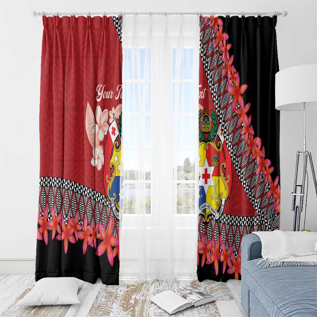 Personalised Tonga Language Week Window Curtain Malo e Lelei Tongan Ngatu Pattern - Red LT14 - Polynesian Pride