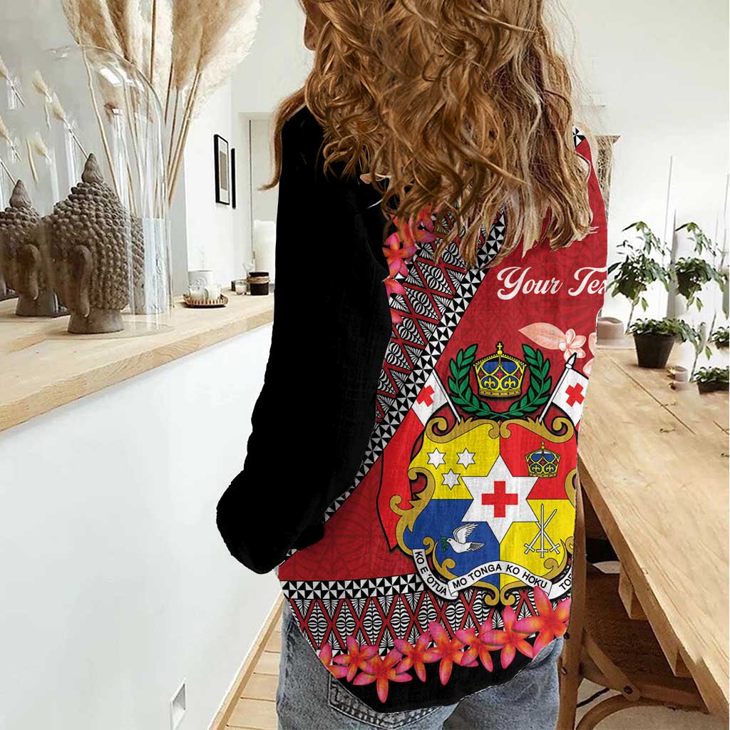 Personalised Tonga Language Week Women Casual Shirt Malo e Lelei Tongan Ngatu Pattern - Red LT14 - Polynesian Pride