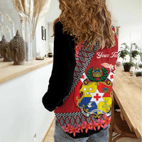 Personalised Tonga Language Week Women Casual Shirt Malo e Lelei Tongan Ngatu Pattern - Red LT14 - Polynesian Pride