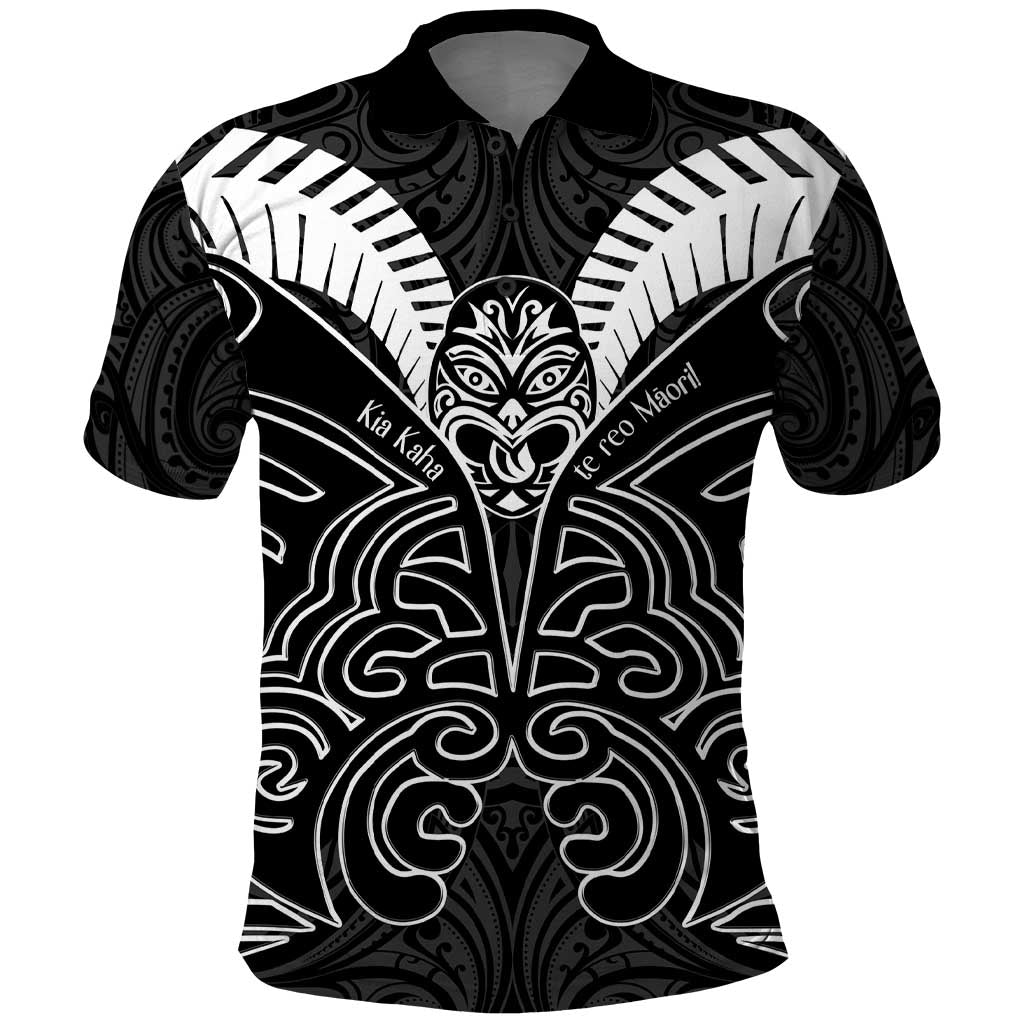 Kia Kaha Te Reo Maori Polo Shirt Aotearoa Hei Tiki With Hongi LT14 Black - Polynesian Pride