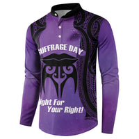 Personalised New Zealand Suffrage Day Button Sweatshirt Maori Tattoo Galaxy Vibe LT14 - Polynesian Pride