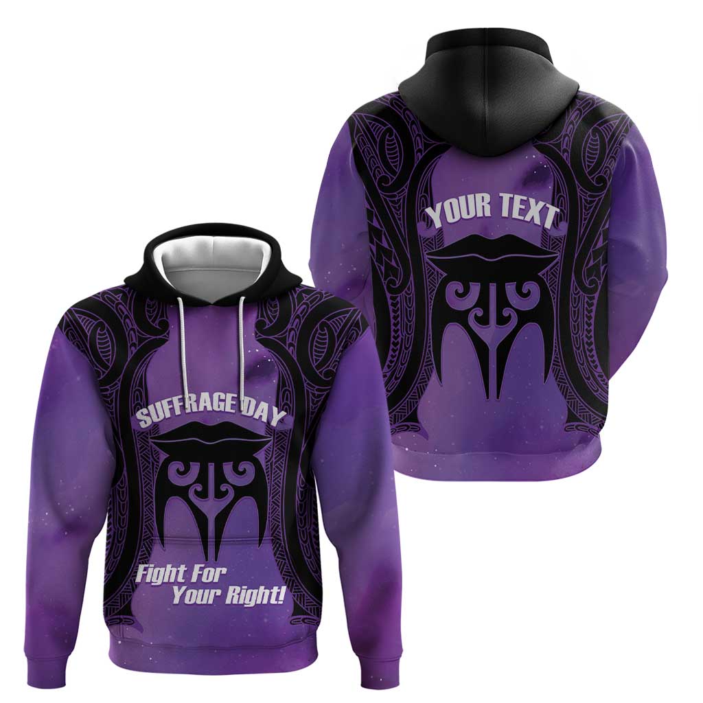 Personalised New Zealand Suffrage Day Hoodie Maori Tattoo Galaxy Vibe LT14 - Polynesian Pride