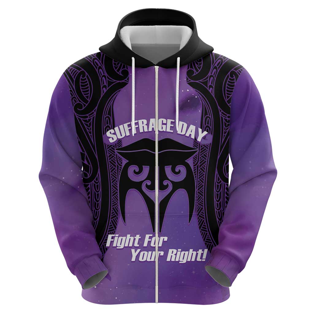 Personalised New Zealand Suffrage Day Hoodie Maori Tattoo Galaxy Vibe LT14 - Polynesian Pride
