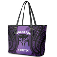 Personalised New Zealand Suffrage Day Leather Tote Bag Maori Tattoo Galaxy Vibe LT14 - Polynesian Pride