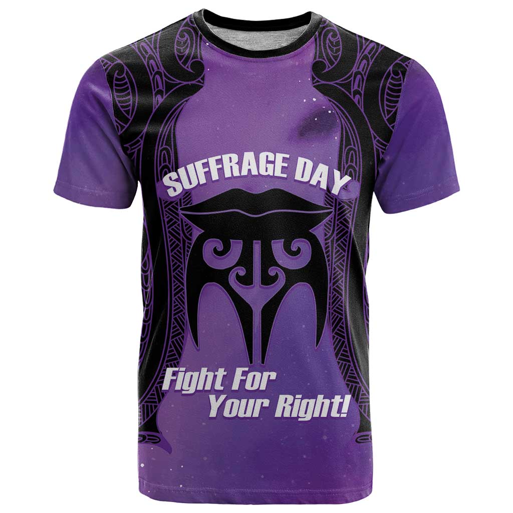 Personalised New Zealand Suffrage Day T Shirt Maori Tattoo Galaxy Vibe LT14 Purple - Polynesian Pride