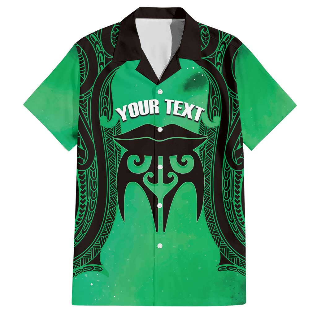 Personalised Moko Kauae New Zealand Hawaiian Shirt Maori Chin Tattoo Green LT14 Green - Polynesian Pride