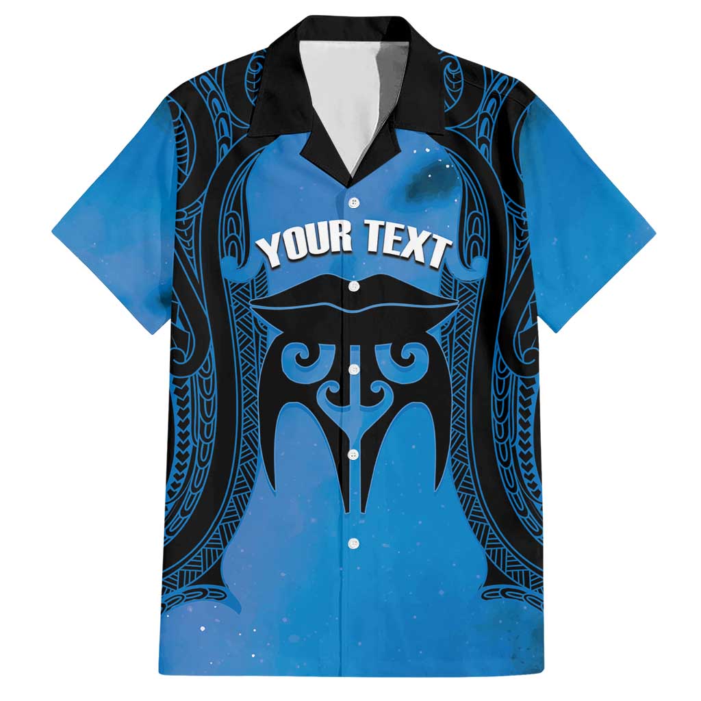Personalised Moko Kauae New Zealand Hawaiian Shirt Maori Chin Tattoo Blue LT14 Blue - Polynesian Pride
