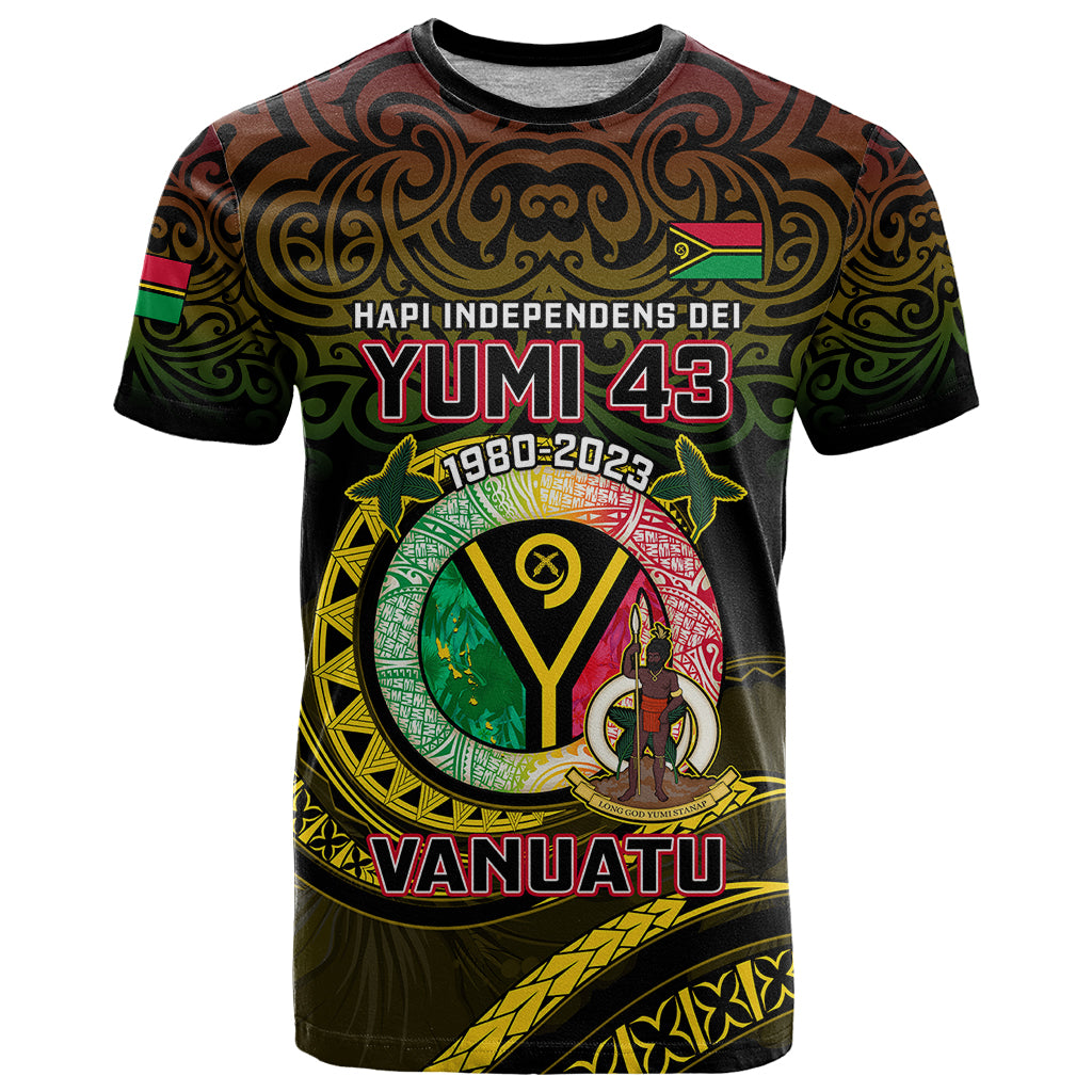 Personalised Vanuatu T Shirt Yumi 43 Hapi Independens Dei Black Version LT14 Black - Polynesian Pride