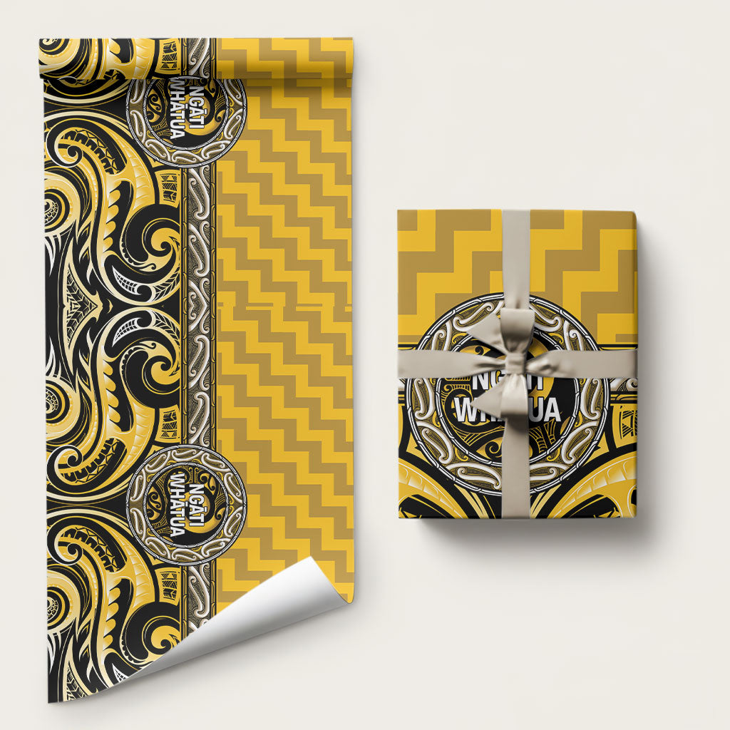 Aotearoa Ngati Whatua Wrapping Paper Maori Iwi Poutama Puhoro Tattoo LT14 58" × 23" Yellow - Polynesian Pride