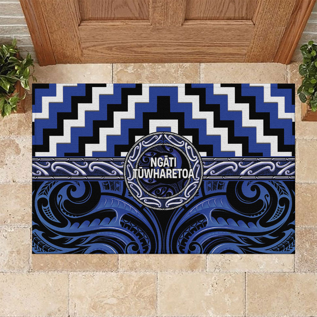 Aotearoa Ngati Tuwharetoa Rubber Doormat Maori Iwi Poutama Puhoro Tattoo LT14 Blue - Polynesian Pride