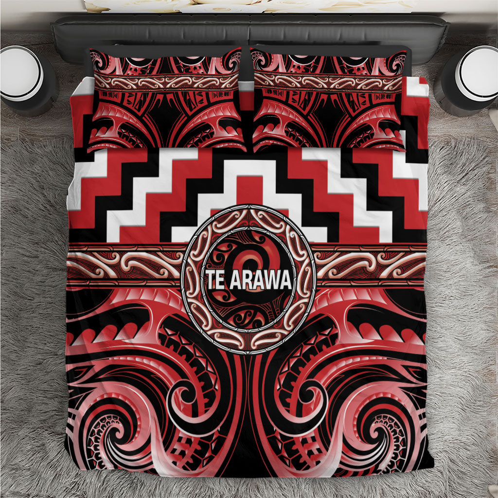 Aotearoa Te Arawa Bedding Set Maori Iwi Poutama Puhoro Tattoo LT14 Red - Polynesian Pride