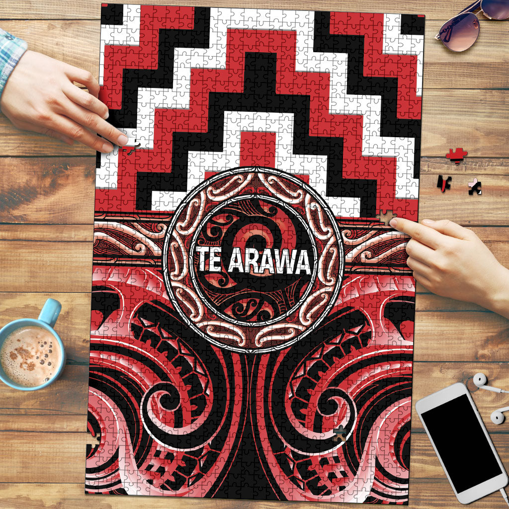 Aotearoa Te Arawa Puzzle Maori Iwi Poutama Puhoro Tattoo LT14 Red - Polynesian Pride