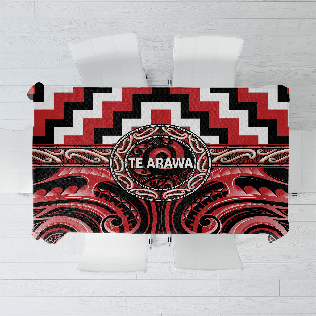 Aotearoa Te Arawa Tablecloth Maori Iwi Poutama Puhoro Tattoo LT14 Red - Polynesian Pride