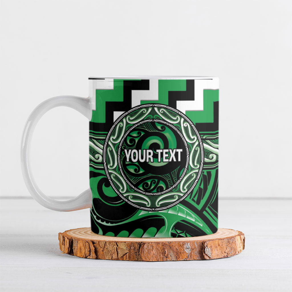 Aotearoa Ngai Tahu Personalised Ceramic Mug Maori Iwi Poutama Puhoro Tattoo LT14 Green - Polynesian Pride