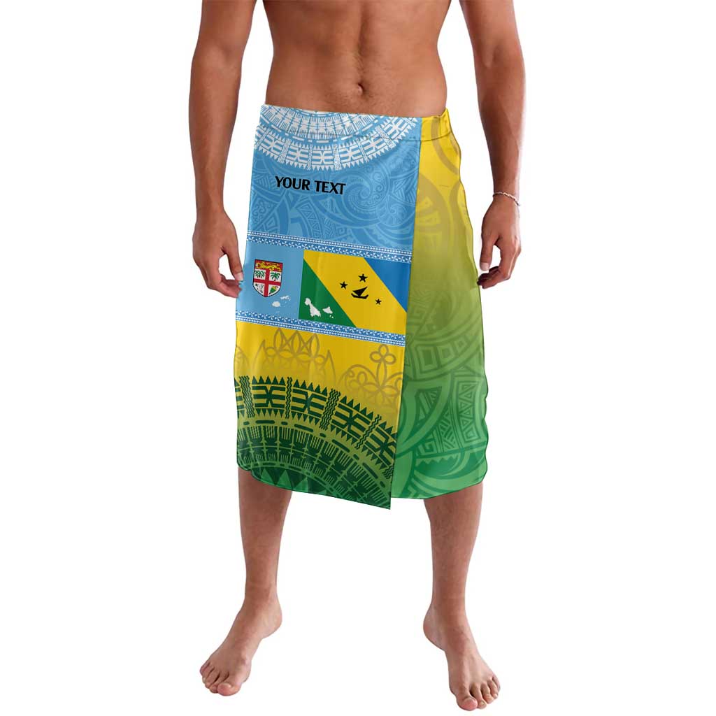 Personalised Malampa Fiji Day Lavalava 10 October Fijian Tapa Flag Style LT14 Blue - Polynesian Pride