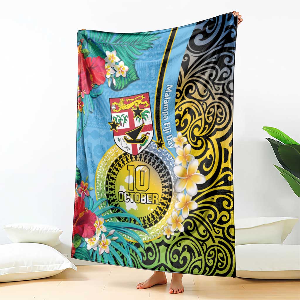 Vanuatu Malampa Fiji Day Blanket Happy 10 October With Maps Tropical Flowers LT14 - Polynesian Pride
