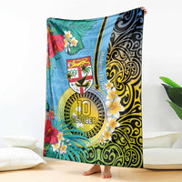 Vanuatu Malampa Fiji Day Blanket Happy 10 October With Maps Tropical Flowers LT14 - Polynesian Pride