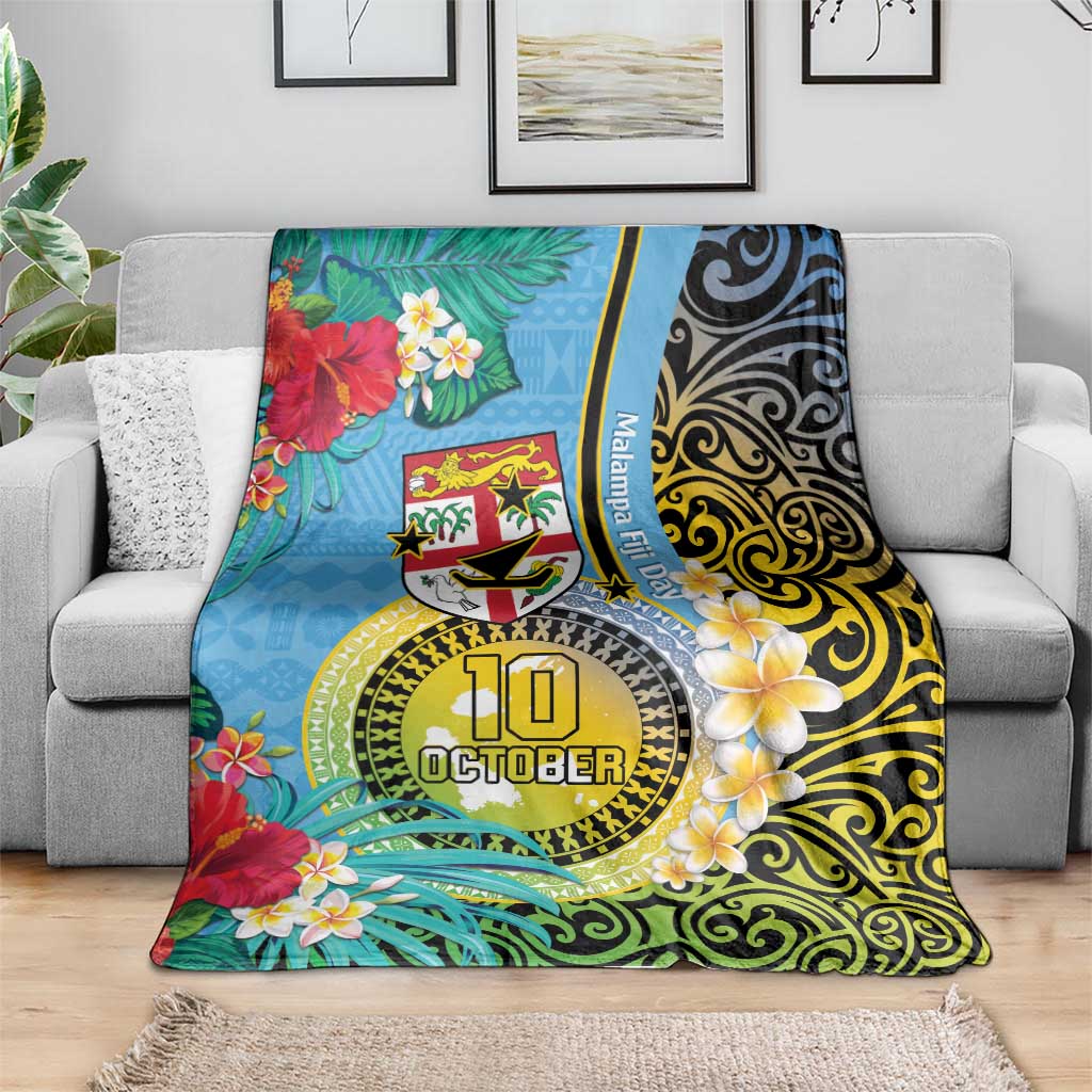Vanuatu Malampa Fiji Day Blanket Happy 10 October With Maps Tropical Flowers LT14 - Polynesian Pride