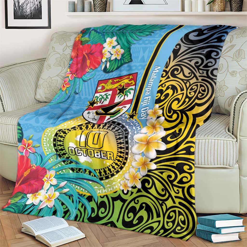 Vanuatu Malampa Fiji Day Blanket Happy 10 October With Maps Tropical Flowers LT14 - Polynesian Pride