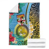 Vanuatu Malampa Fiji Day Blanket Happy 10 October With Maps Tropical Flowers LT14 - Polynesian Pride