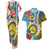 Vanuatu Malampa Fiji Day Couples Matching Tank Maxi Dress and Hawaiian Shirt Happy 10 October With Maps Tropical Flowers